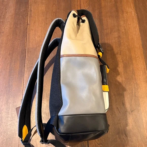 Coach Track Backpack Colorblock Leather QB/Chalk Light Gravel RARE (EUC) (C4019) - Picture 8 of 16